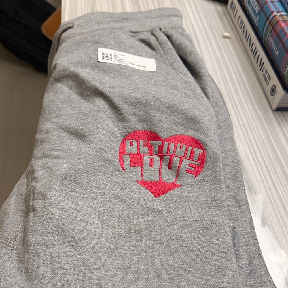 Gray Kids Bottoms with Pink Heart Design